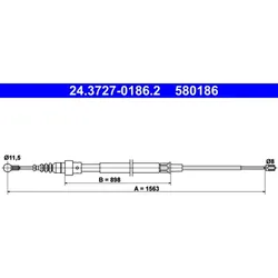 Seilzug Feststellbremse ATE 24.3727-0186.2 für VW Touran