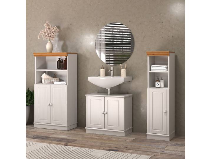 Massiver Midischrank 60cm Weiß