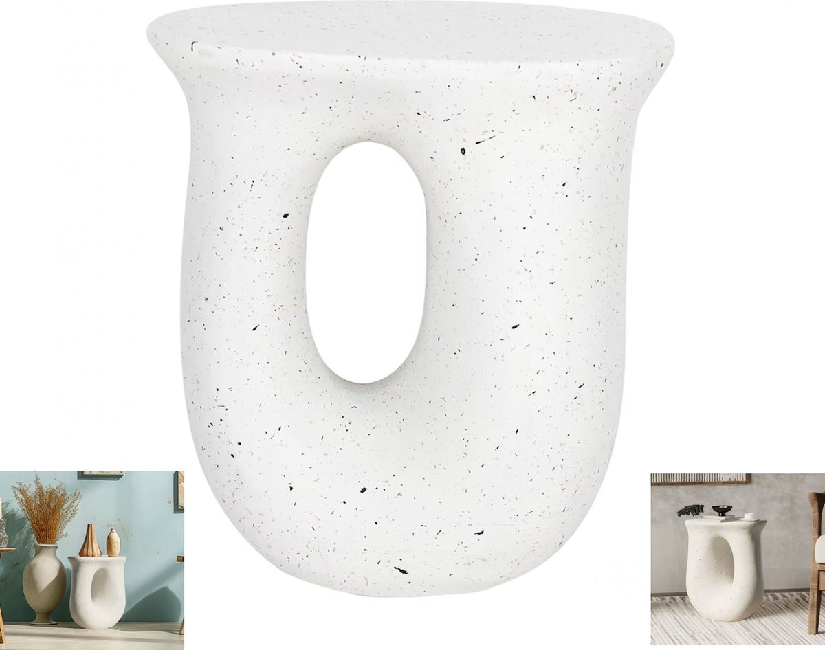 J&R Stenen bijzettafel in U-vorm - Gebroken wit - Lichtgewicht beton
