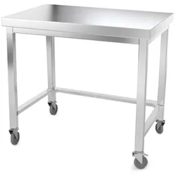Arbeitstisch aus Edelstahl 1200 x 700 mm mit Verstärkung auf PREMIUM / Rollen. GOLDINOX
