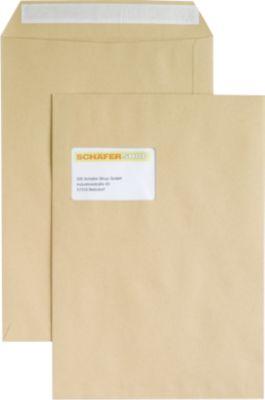 Versandtaschen Eurokuvert, DIN C4, mit Fenster, haftklebend, 100 g/m², 250 Stück, Papier, braun