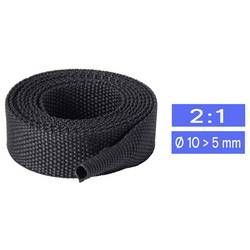 TRU COMPONENTS TC-14976068 Gewebe-Schrumpfschlauch Schwarz 10 mm 5 mm Schrumpfrate:2:1 Meterware