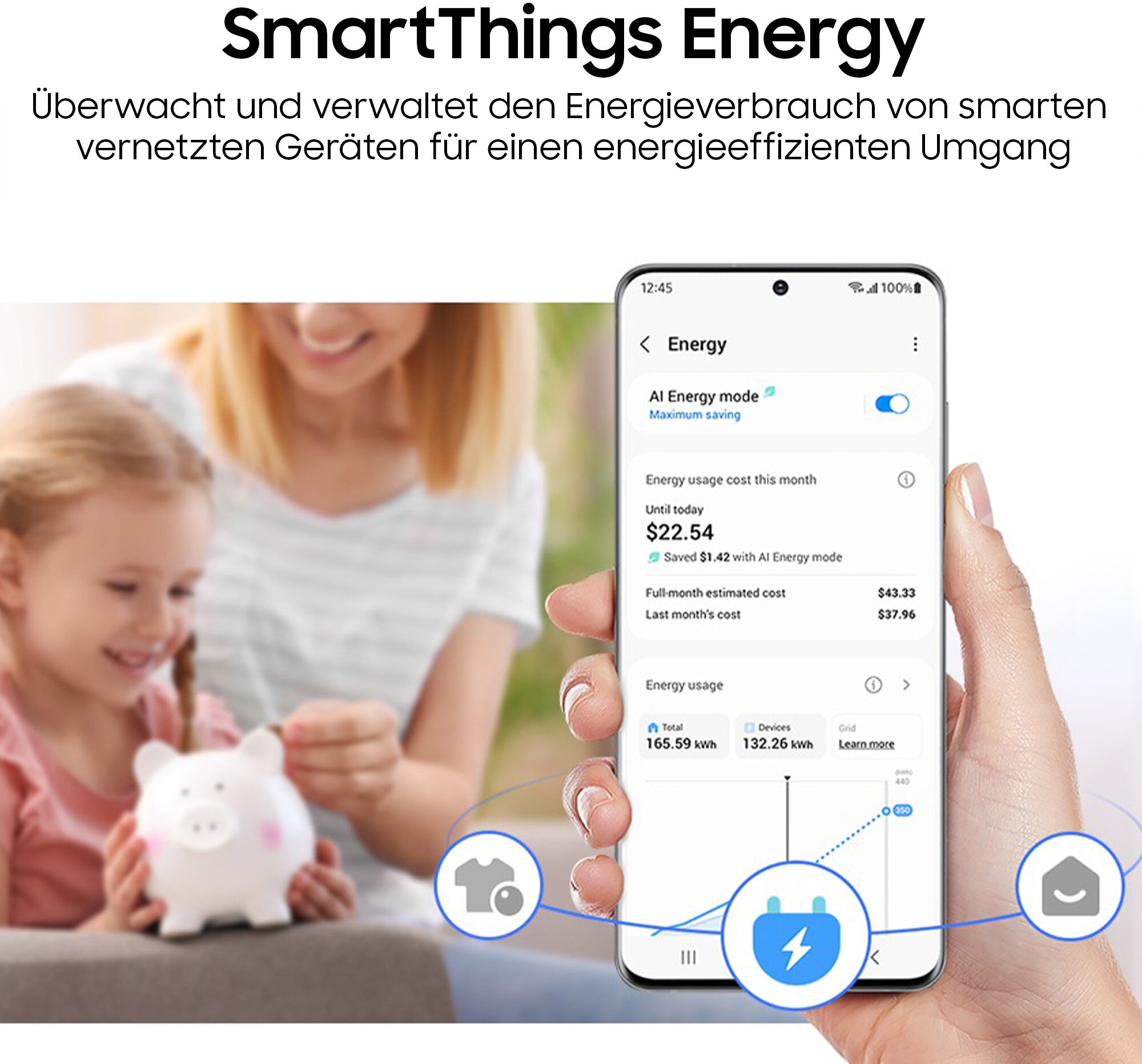 Samsung Waschmaschine "WF90H09C4ST2", Energieeffizienz: A, weiß, B:60cm H:85cm, Waschmaschinen, Großes 7" Touchdisplay So smart wie dein Phone, Waschmaschine
