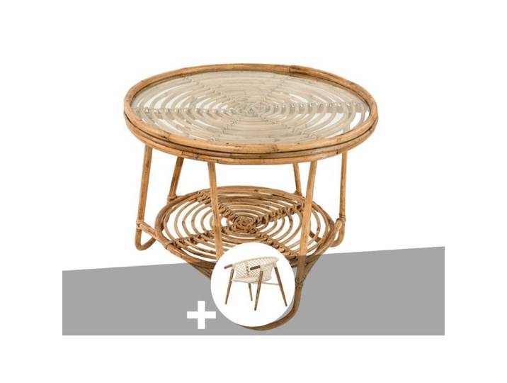 Ensemble salon de jardin bohème fauteuil en macramé + table basse - Jardiline