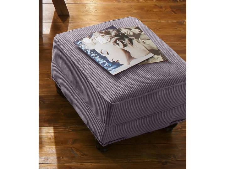 Hocker, Anthrazit, 59x46 cm, Luxus-Microfaser & Samtcord, Federkern, Landhaus, Home-affaire