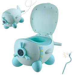 Relaxdays Töpfchen Flugzeug für Kinder Gelb,Hellblau,Türkis