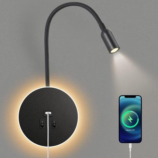 AWEKLIY LED Wandlamp voor Slaapkamer en Woonkamer - Zwart