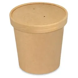 Pack4Food24 250 Thermobecher Suppenbecher Eisbecher Papier braun 16oz/450ml mit Deckel