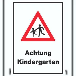 HB-Druck Achtung Kindergarten Schild Vorsicht Kinder  A2 Rückseite selbstklebend