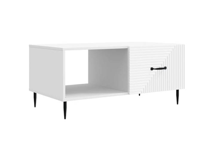 GHVBNMF Couchtisch Weiß 90x50x40 cm Modern Wohnzimmertisch Stilvoller Beistelltisch in Weiß mit 2 Fächern und Metallbeinen für Ihr Wohnzimmer, 90x50x40 cm, belastbar bis 60 kg.