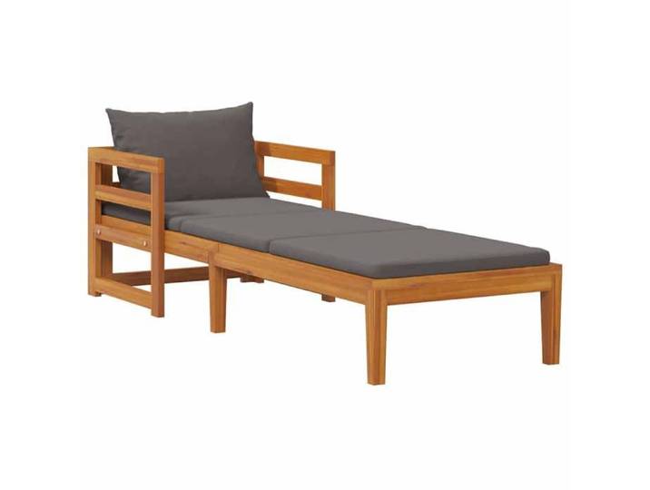 （SOLDES D'été）Chaise longue avec coussins gris foncé Bois d'acacia solide 3386147