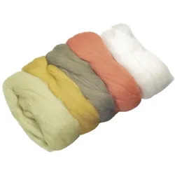 3x Heyda Merino-Wolle Mix, Garn + Wolle, Grün, Orange, Gelb, Weiss