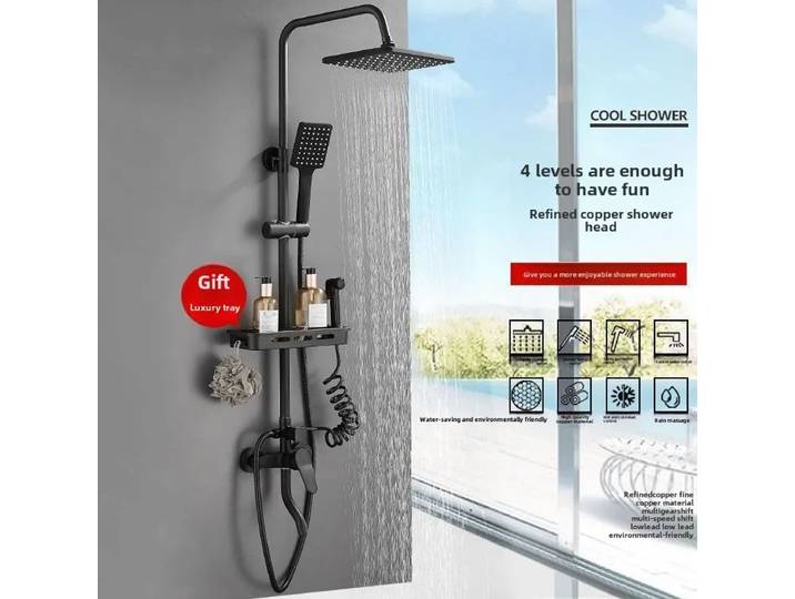 Mélangeur Douche en cuivre raffiné, ensemble de buses suralimentées, salle de bain domestique, ensemble de Douche, ensemble de robinets de Douche universels