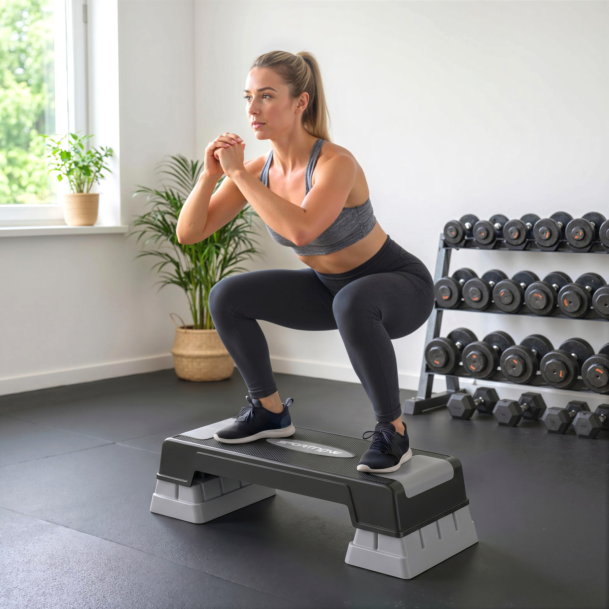 Sportnow Stepper Fitness Aerobico 3 Livelli, Altezza Regolabile, Superficie Antiscivolo, Carico 250 kg, Grigio   Aosom Italy