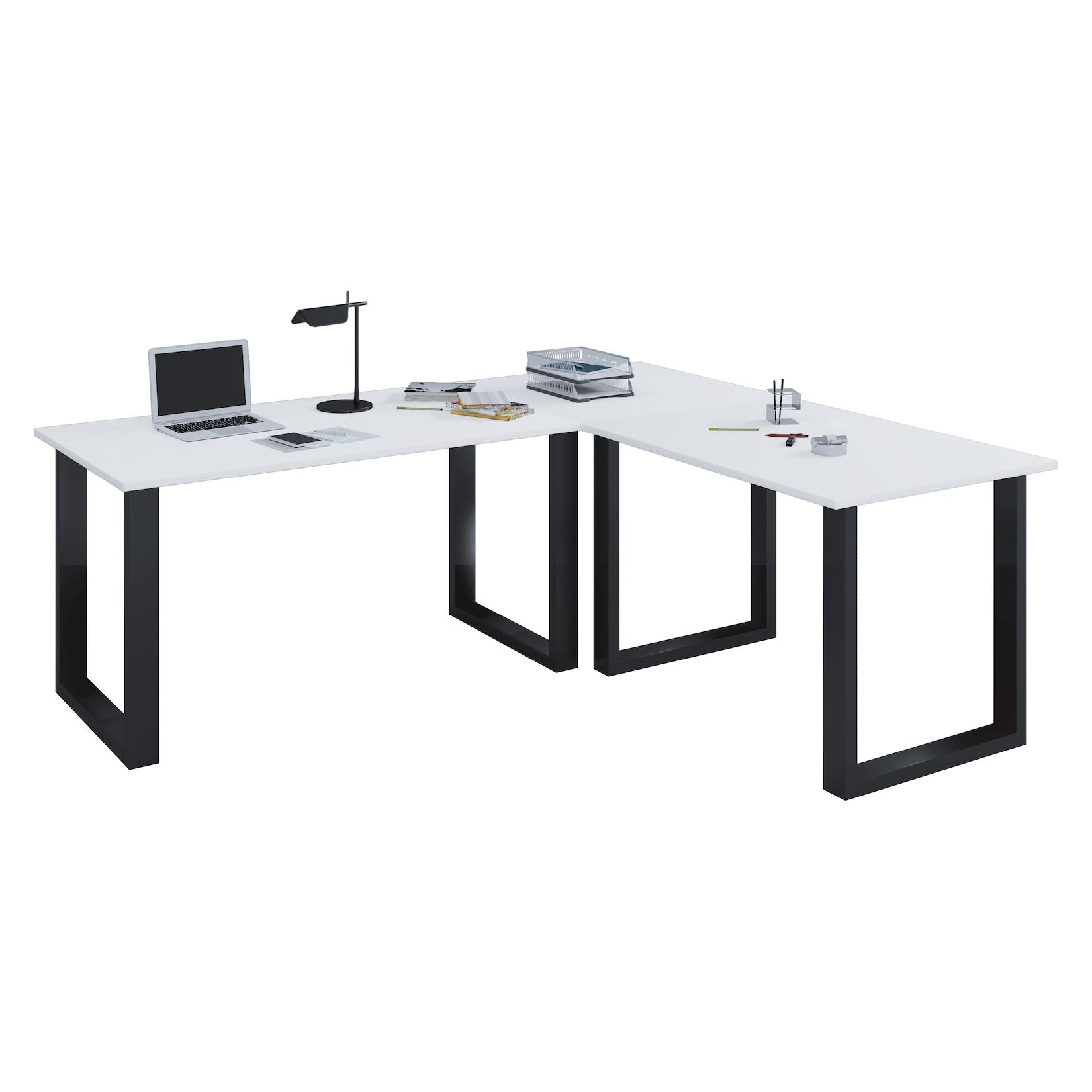 VCM VCM Holz Schreibtisch Eckschreibtisch schlicht 130x130 L Form links oder rechts Arbeitstisch Platte 50 cm tief Computertisch Büromöbel - Lona U