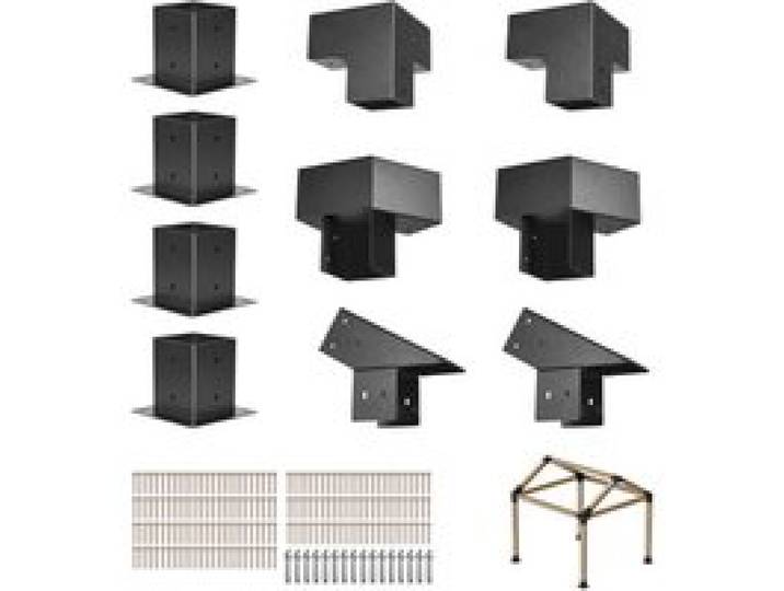 VEVOR Pfostenverbinder, Pfostennecke für Posten mit Innengröße von 92x92 mm, 3-Wege-/4-Wege-Pavillonhalterung mit Pfostensockeln & Firsthalterungen für Pergolen & Pavillons, 14-teilig