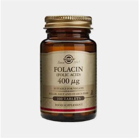 ACIDO FOLICO FOLACIN 400ug 100 COMPRIMIDOS SOLGAR