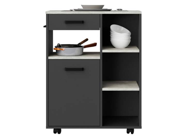 P & B Servierwagen Linda, Anthrazit, Hellgrau, 1 Schublade(n) Schubladen, 70.2x92.6x40 cm, Esszimmer, Barmöbel, Barwagen