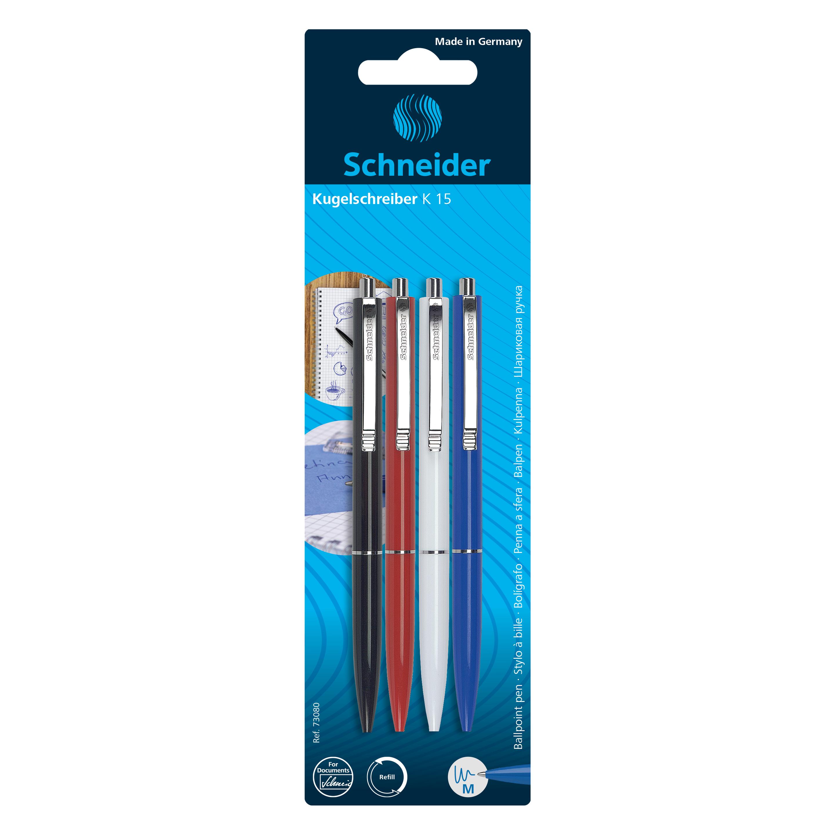 Schneider Kugelschreiber K15 4ST sort. (4x) (73080)