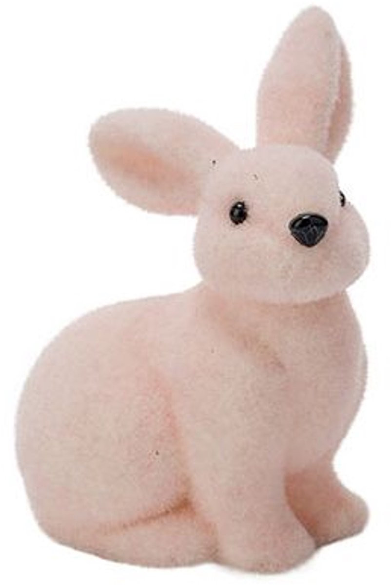 Cosy @ Home Paashaas Flocked Roze Foam B/D/H: 17 x 15 x 18 cm