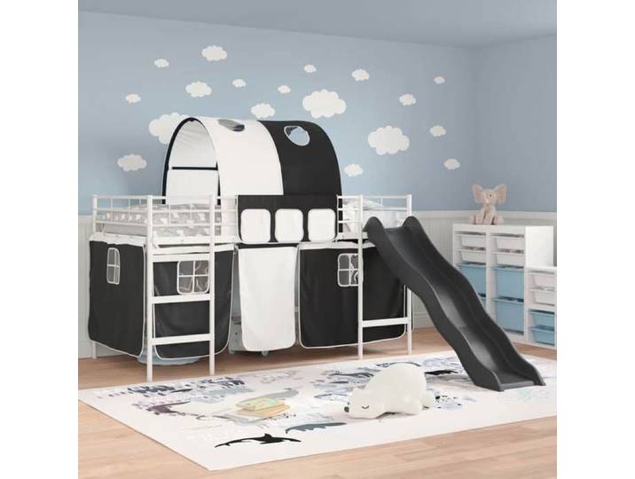 Lit 1 place - 80 x 200 cm - Blanc et noir - - Lit mezzanine pour enfants - élégant - pour enfants 404608