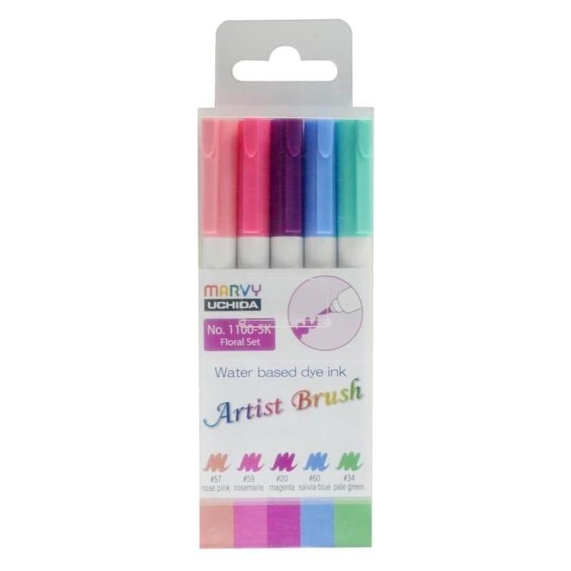 Uchida MARVY Filzstifte mit Pinselspitze Artist Brush Floral, 5 Stk. (5x) (33311608)