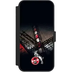 Nivocase Klapphülle für Apple iPhone 16 Pro Handyhülle aus Kunst Leder NIVOflip schwarz 1. FC Köln (Apple iPhone 16 Pro), Smartphone Hülle, Schwarz