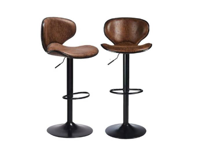 Tabourets de bar à papillon en polyester style industriel - QUIIENCLEE - Lot de 2 - Brun
