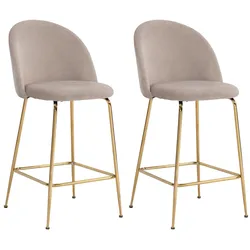 Barhocker-Set 2-tlg. Beige Samt