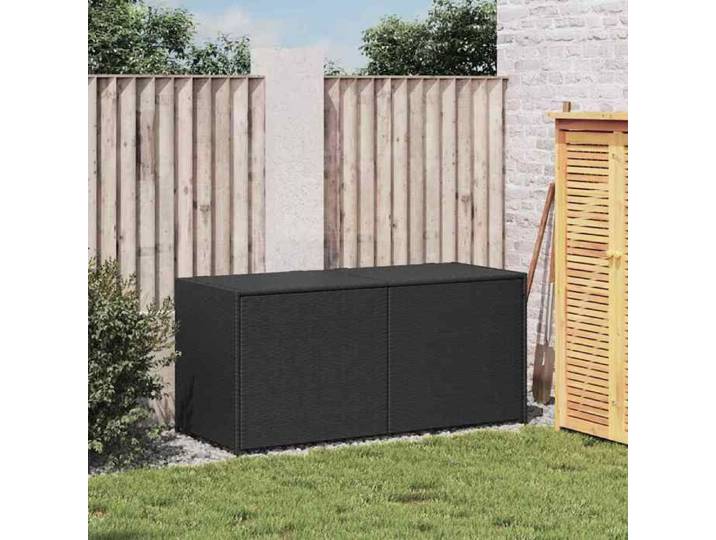 Noir Coffre de Jardin - - Boîte de rangement de jardin noir 283L résine tressée - Banc de Terrasse(1parcel)2431