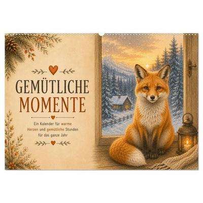 Gemütliche Momente - Ein Kalender für warme Herzen und gemütliche Stunden (Wandkalender 2027 DIN A2 quer), CALVENDO Monatskalender
