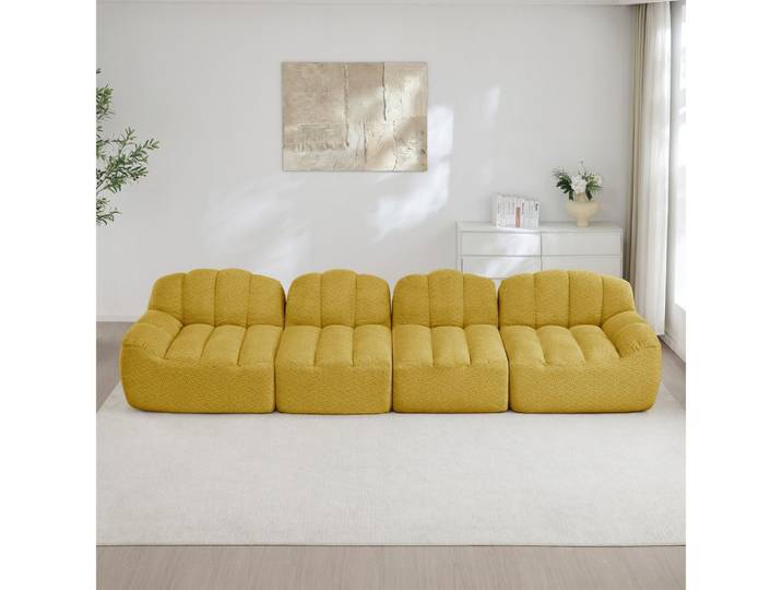 BBWL Sofa 4-Sitzer Modulares Boneless Sofa Muschelform mit 32D Hochdichtschaum, tiefe Sitze, weicher, ergonomisches Sofa, flexibel & komfortabel