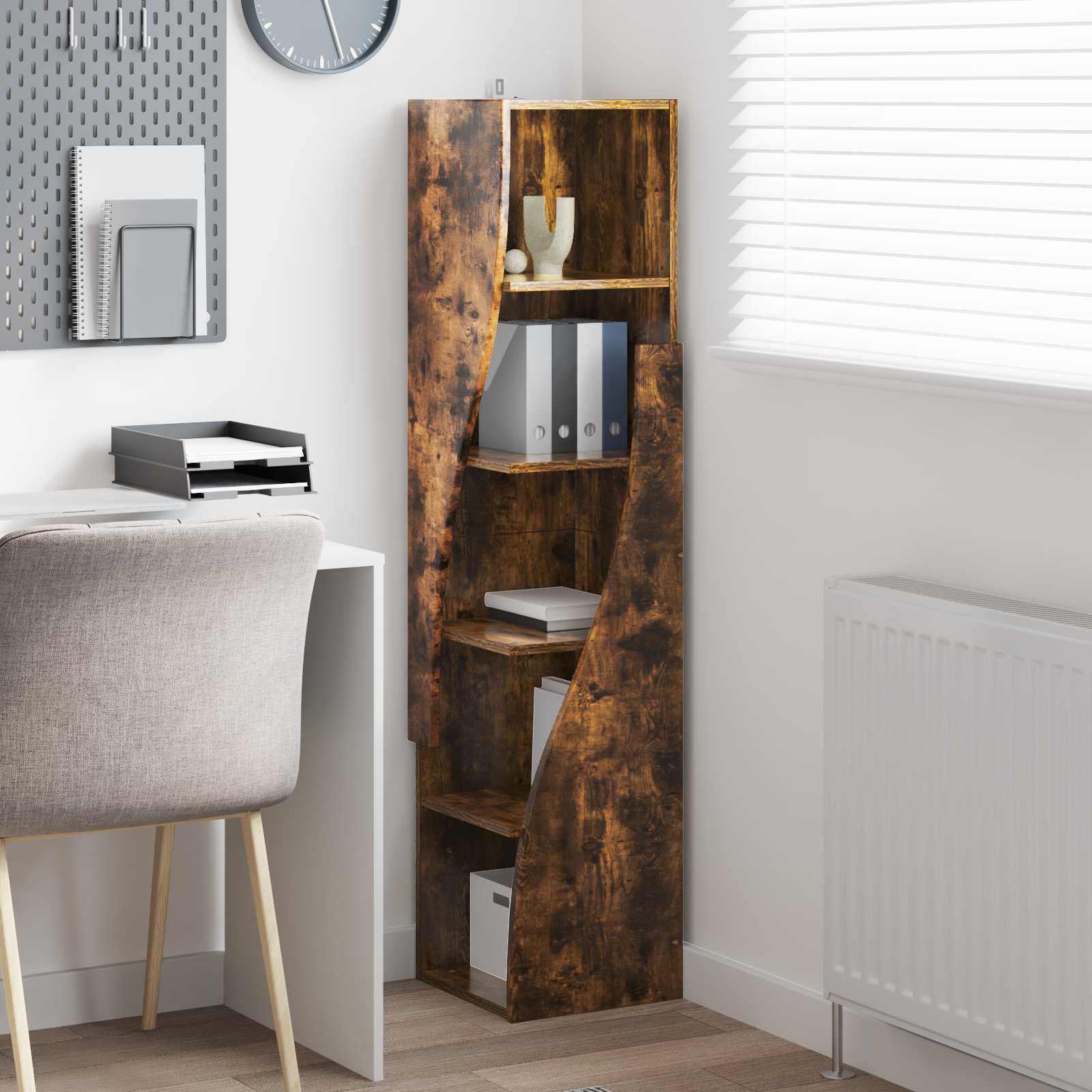 vidaXL Meuble d'angle 32 x 32 x 140 cm Bois d'ingénierie Chêne fumé