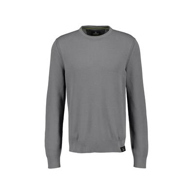 Strickpullover LERROS "Basic Strickpullover", Herren, Gr. 3XL, grau (ash grau melange), 100% Baumwolle, Pullover Strickpullover