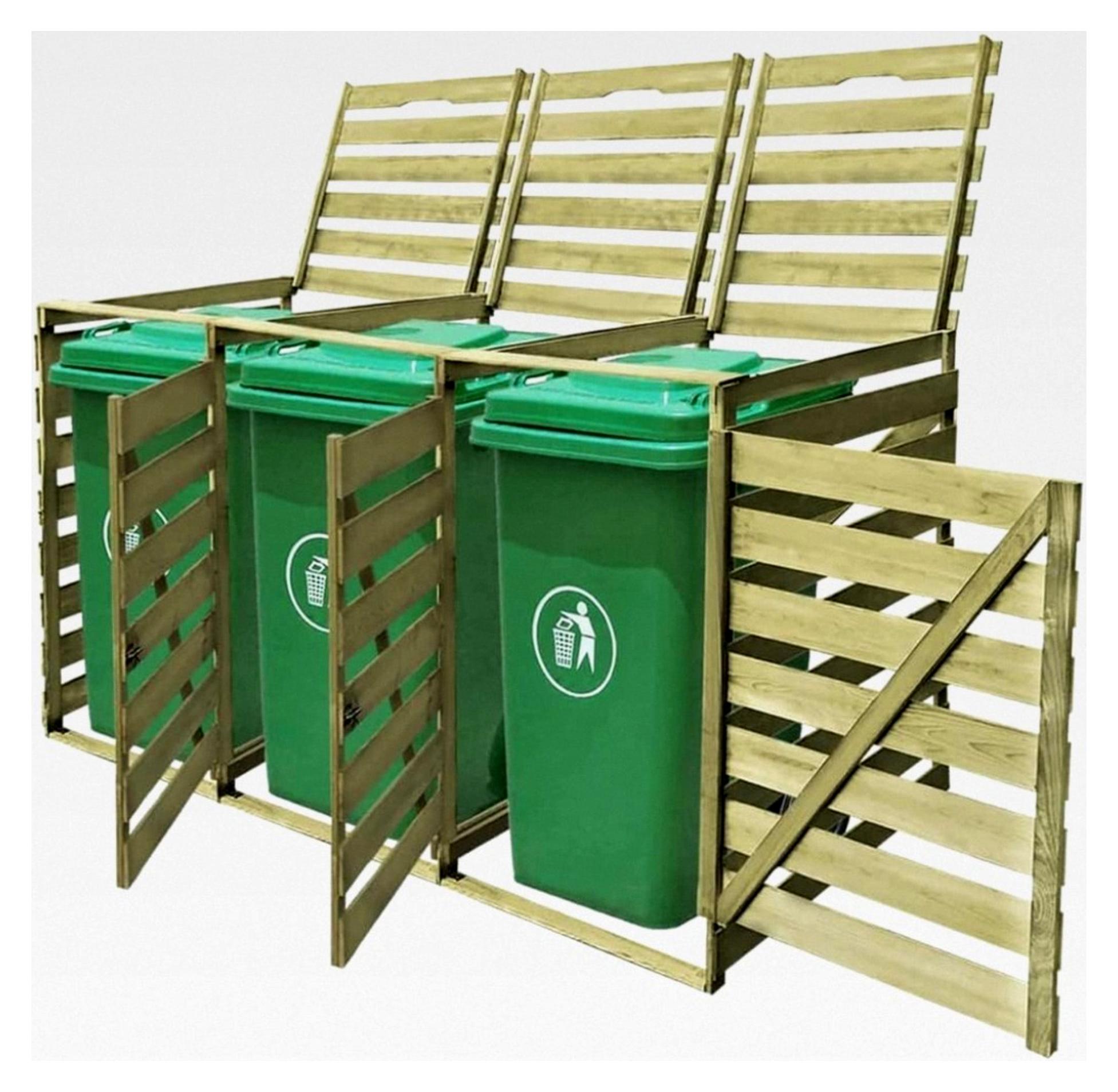 Imprägniert Kiefernholz Mülltonnenbox für 3 Tonnen