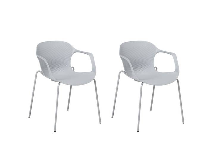 Beliani Stuhl 2er-Set Kunststoff Grau Elbert, Metall, 56x75x56 cm, Esszimmer, Stühle, Armlehnstühle
