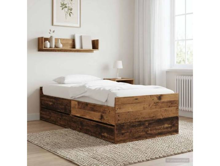 RJPLMFV Bettgestell, Plattform, Holz Mit Kopfteil, Lattenrost inklusive, modernes Design, pflegeleicht