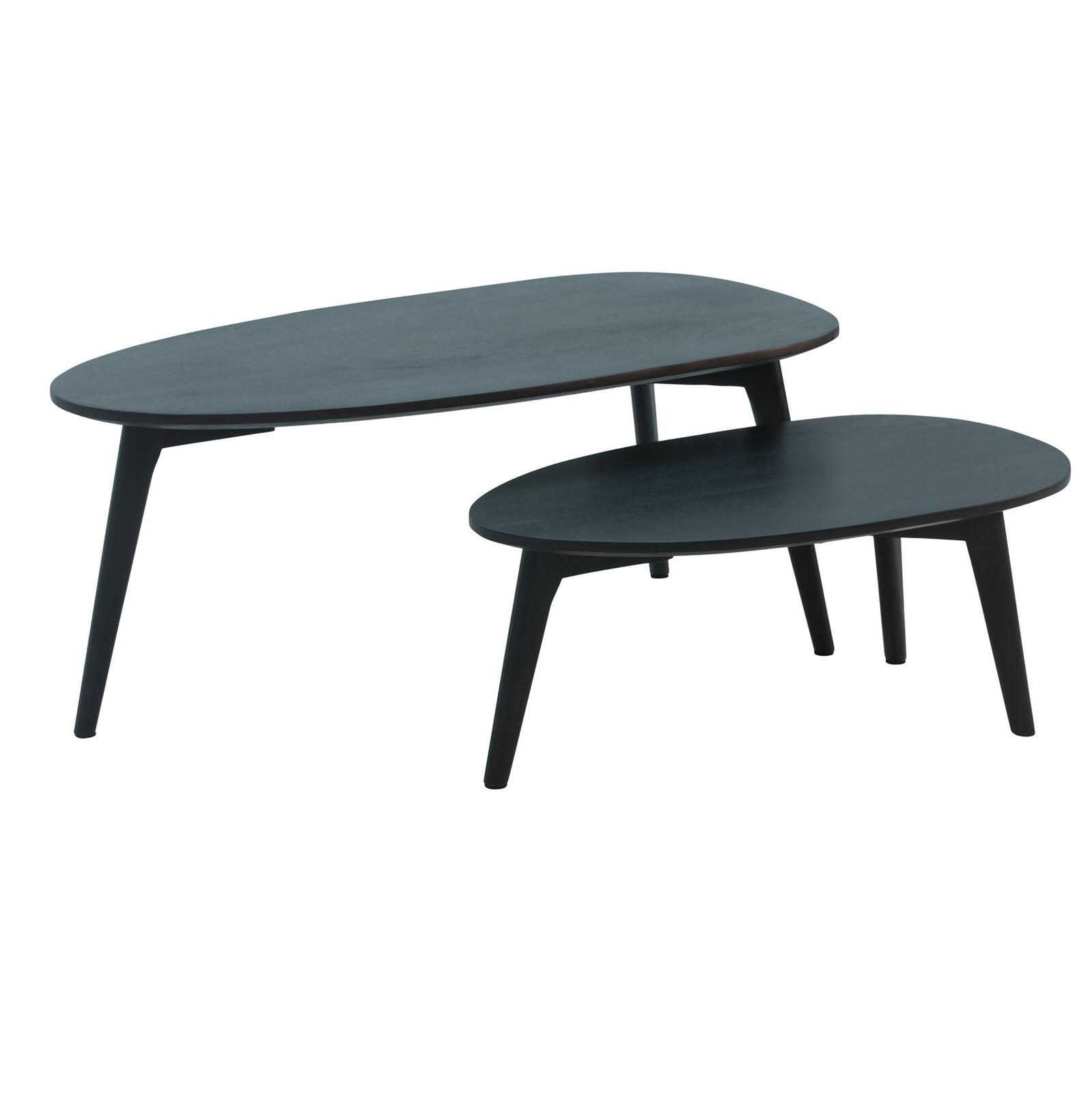 WOHNLING WL6.725 Design Couchtisch (2er Set) Schwarz 100 cm x 50 cm x 42 cm
