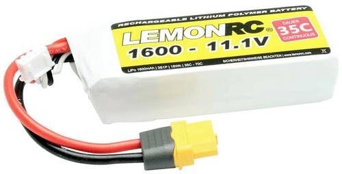 LemonRC Modellbau-Akkupack (LiPo) 11.1V 1600 mAh Zellen-Zahl: 3 35 C Softcase XT60