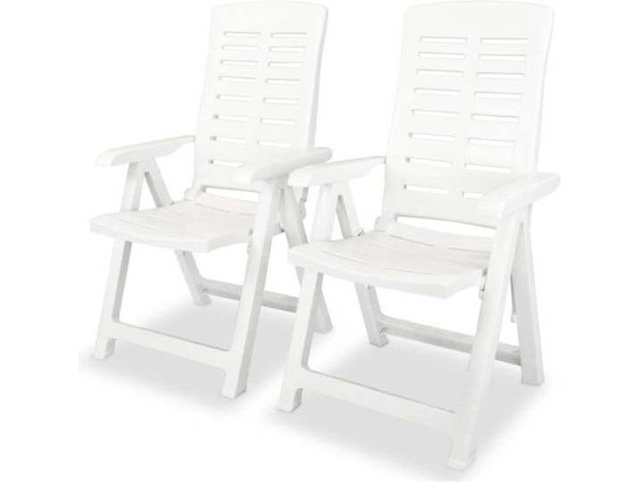 2 pcs Chaises inclinables de jardin Plastique Blanc
