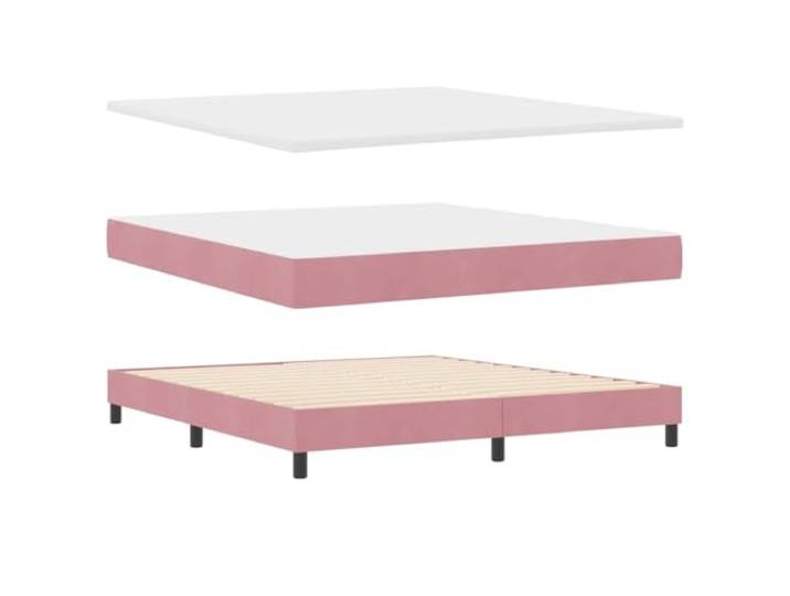 KTHLBRH Boxspringbett mit Kopfteil rosa 200x180 cm Samt Mittlere Matratze, Taschenfederkernmatratze, verstellbares Kopfteil, Beine aus Massivholz