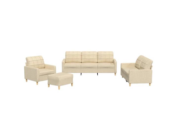 vidaXL Ensemble de canapés 4 pièces avec coussins Crème Tissu