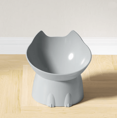 Inspire Essentials Elevated Cat Bowl With Tilted Anti Tip Design gray