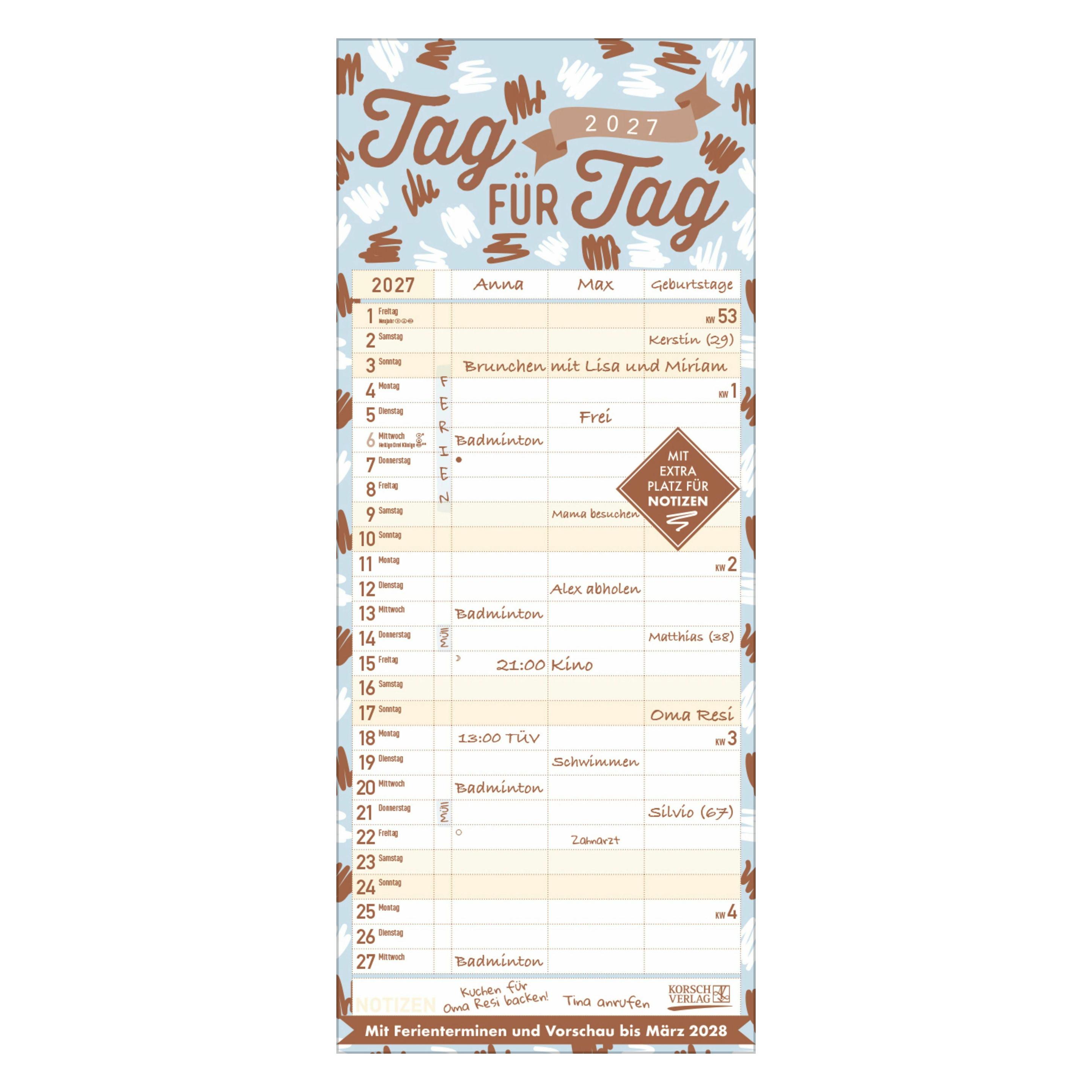 Korsch Premium Familientimer Tag für Tag 2027 (70301357)