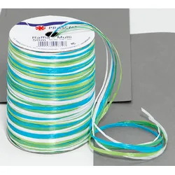 PRÄSENT Geschenkband Multi-Raffia 3 mm x 50 m blau/grün/weiß