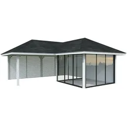 Palmako Pavillon Bianca 24,9 m2 Set 511 Slide Plus mit Isolierglas-Schiebetüren Lackierung in weiß