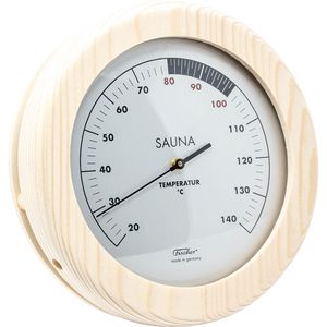 Fischer-Feingerätebau Saunathermometer 196T-03, Ø 155 mm, 20 °C bis 140 °C, aus Kieferholz
