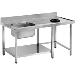 EURAST - Rechter einlass-tisch dome mit 1 becken und abfalleinschnitt - 1600x750x850 mm - 16I61CEA