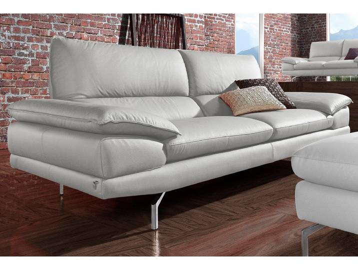 3-Sitzer CALIA ITALIA Dave, italienisches Design, erstklassiger Sitzkomfort, Breite 221cm , grau, B:221cm H:87cm T:97cm, NaturLeder Sorrento, Sofas, 3-Sitzer, in zwei Lederqualitäten und toller Detailverarbeitung