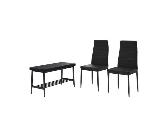 Banc et chaise Grand 85x46.5cm Set de 3 pièces Noir Vicco 51759